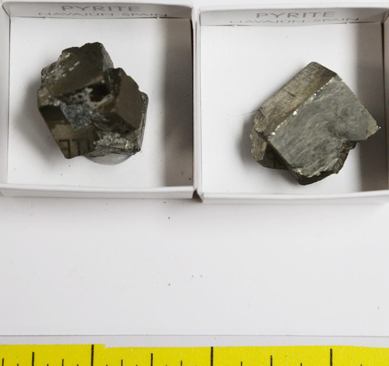 PYRITE CUBE CRYSTALS, TWINNED (1/2" to 1-1/2")  2 per pack  Lot 414