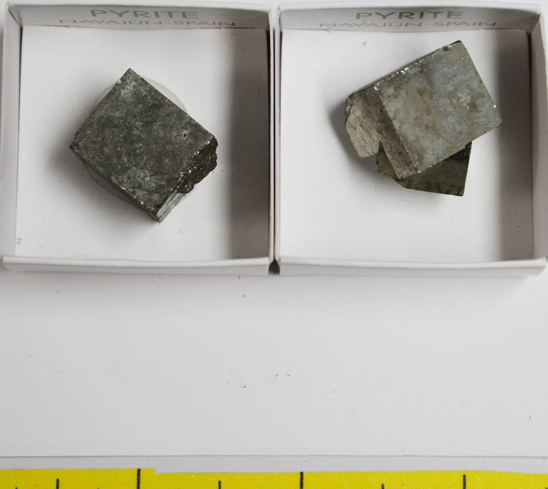 PYRITE CUBE CRYSTALS, TWINNED (1/2" to 1-1/2")  2 per pack  Lot 419