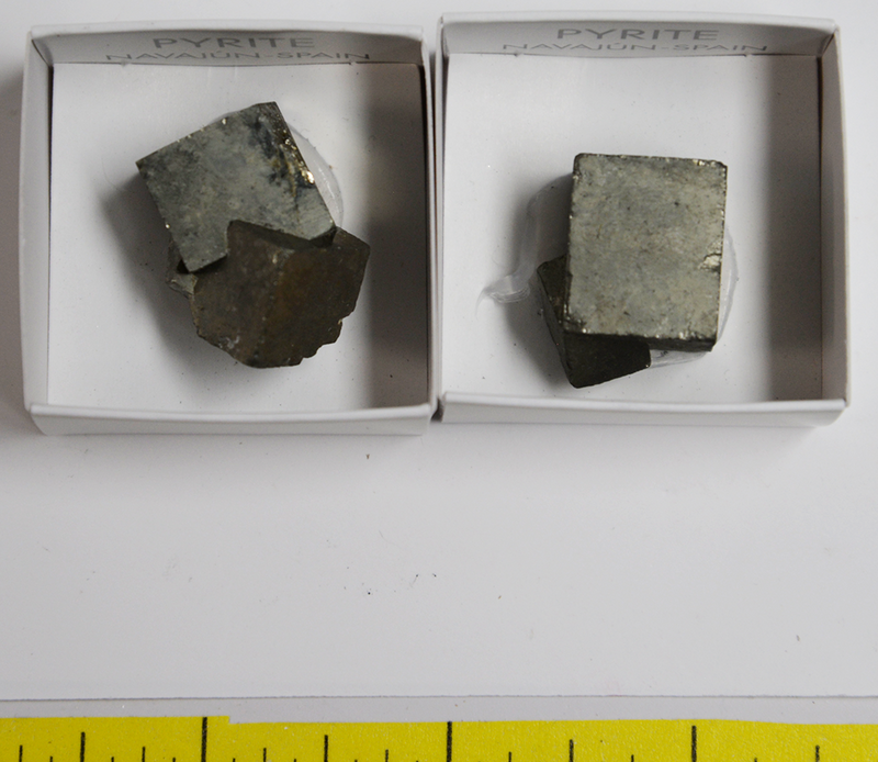 PYRITE CUBE CRYSTALS, TWINNED (1/2" to 1-1/2")  2 per pack  Lot 421