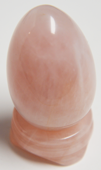 QUARTZ ROSE egg and stand, polished Rose Quartz Stone