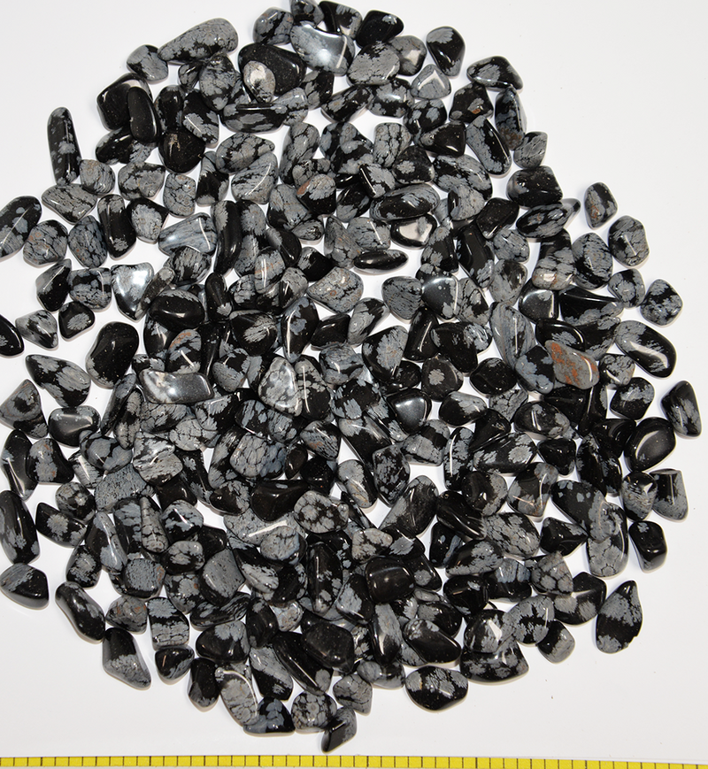 OBSIDIAN SNOWFLAKE X-Small (8-15mm) polished volcanic glass.  1/2 lb bulk