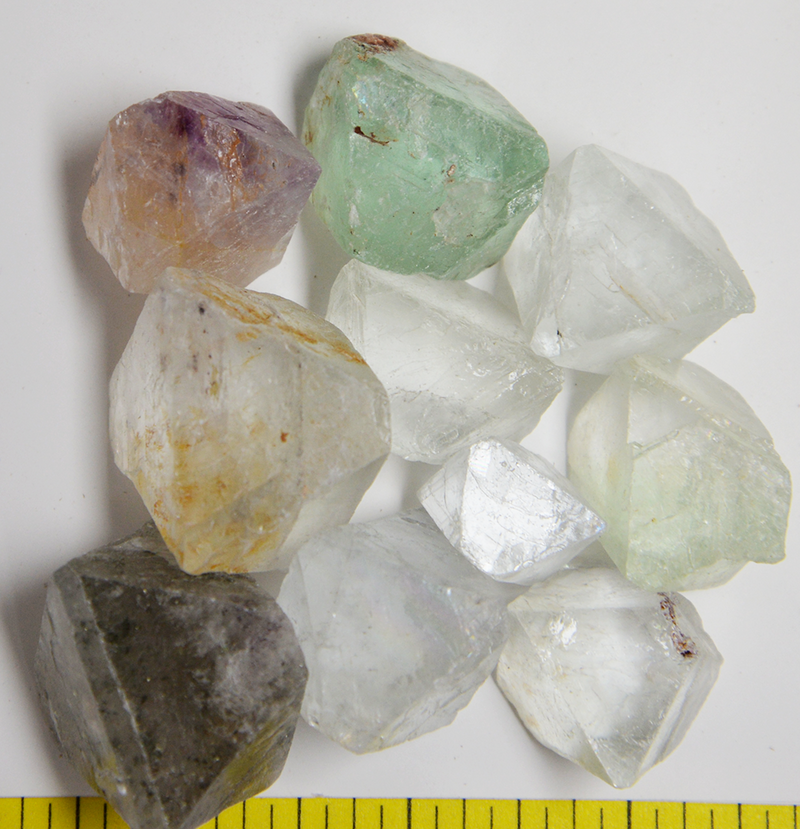FLUORITE OCTAHEDRONS (12-45mm) bypyramida fluorite crystals   1/2-lb pack