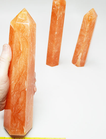 ORANGE TWIST CALCITE CRYSTAL TOWERS