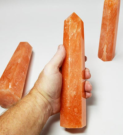 ORANGE TWIST CALCITE CRYSTAL TOWERS