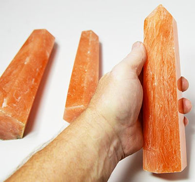 ORANGE TWIST CALCITE CRYSTAL TOWERS