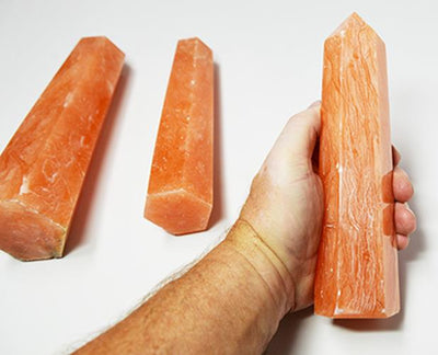 ORANGE TWIST CALCITE CRYSTAL TOWERS