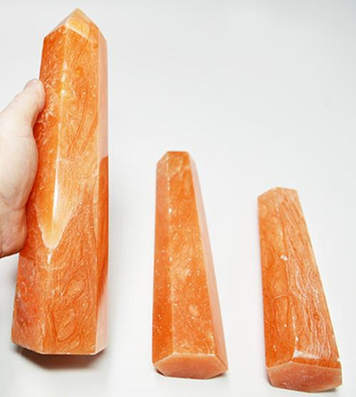 ORANGE TWIST CALCITE CRYSTAL TOWERS