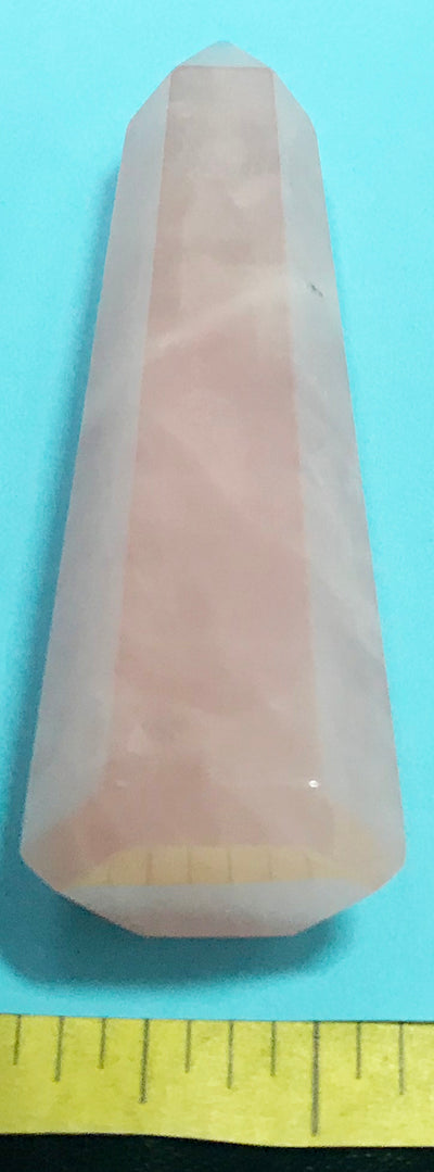 QUARTZ ROSE CRYSTAL  polished tower obelisk.  3-1/4 tall by 1" wide.