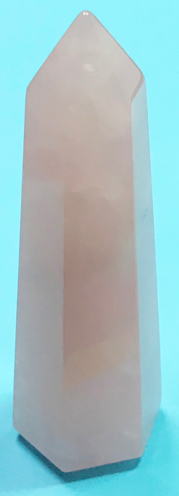 QUARTZ ROSE CRYSTAL  polished tower obelisk.  3-1/4 tall by 1" wide.