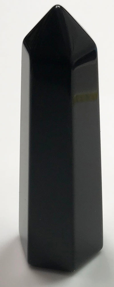 OBSIDIAN TOWER - volcanic glass polished tower obelisk.  3-1/4 tall by 1" wide.