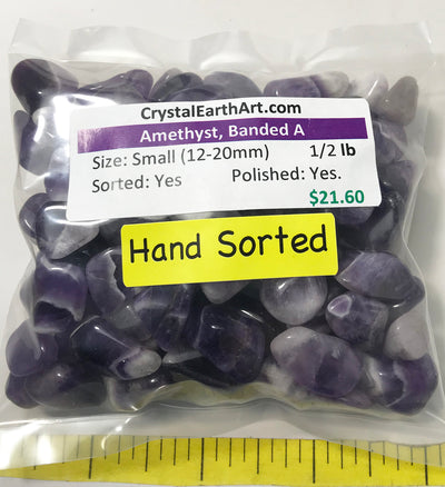 AMETHYST Banded "A" grade, Small (12-20mm) polished stones.  1/2 lb  Hand Sorted