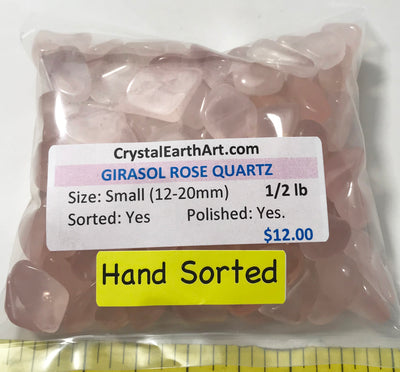 QUARTZ ROSE PINK GIRASOL Small (12-20mm) polished stones  1/2 lb.   HAND SORTED