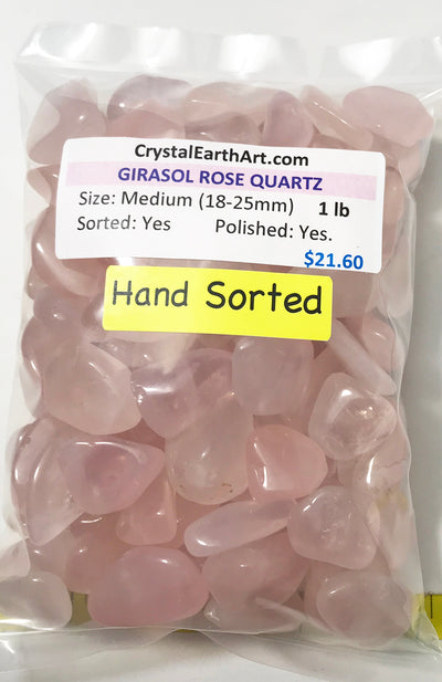 QUARTZ ROSE PINK GIRASOL Medium (18-25mm) polished stones  1 lb.  HAND SORTED