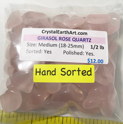QUARTZ ROSE PINK GIRASOL Medium (18-25mm) polished stones  1/2 lb.  HAND SORTED