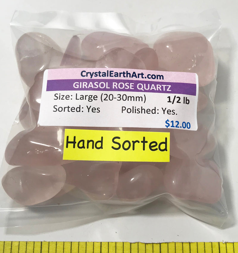 QUARTZ ROSE PINK GIRASOL Large (20-30mm) polished stones  1/2 lb.  HAND SORTED