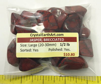 JASPER BRECCIATED Large (20-30mm) polished stones.  1/2 lb