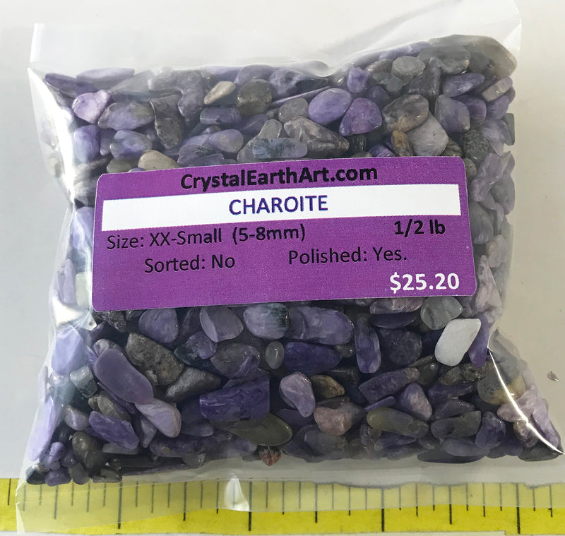 Charoite XX-Small (5-8mm) polished purple stones.  1/2 lb.