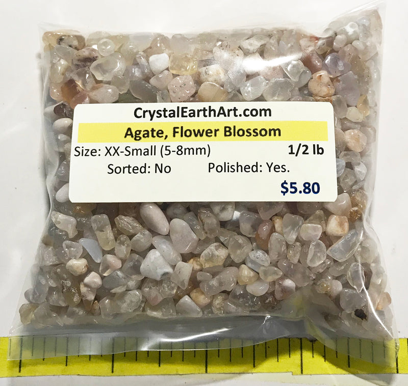 AGATE Flower Blossom XX-Small (5-8mm) polished stones.  1/2 lb.