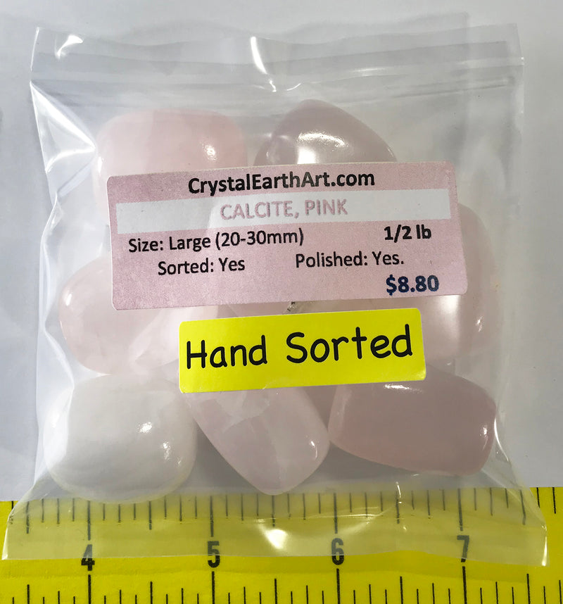 CALCITE Pink Large (20-30mm) pretty pink polished pebbles.  1/2 lb. HAND SORTED