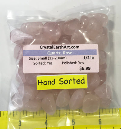 QUARTZ ROSE Small (1/2" to 3/4") Grade A polished stones    1/2 lb.