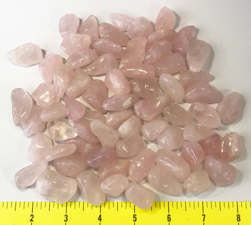 QUARTZ ROSE Large (7/8" to 1-1/4" or 20-30mm) Grade A polished stones 1 lb.