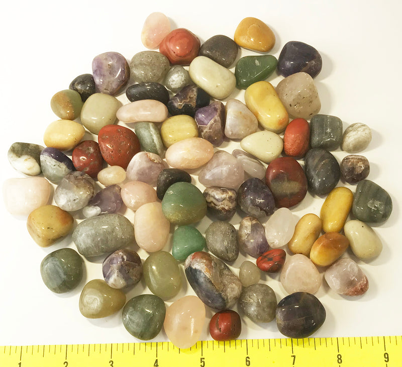 GEMSTONE MIX Small to Large (12-30mm) variety polished stones 2 lbs.