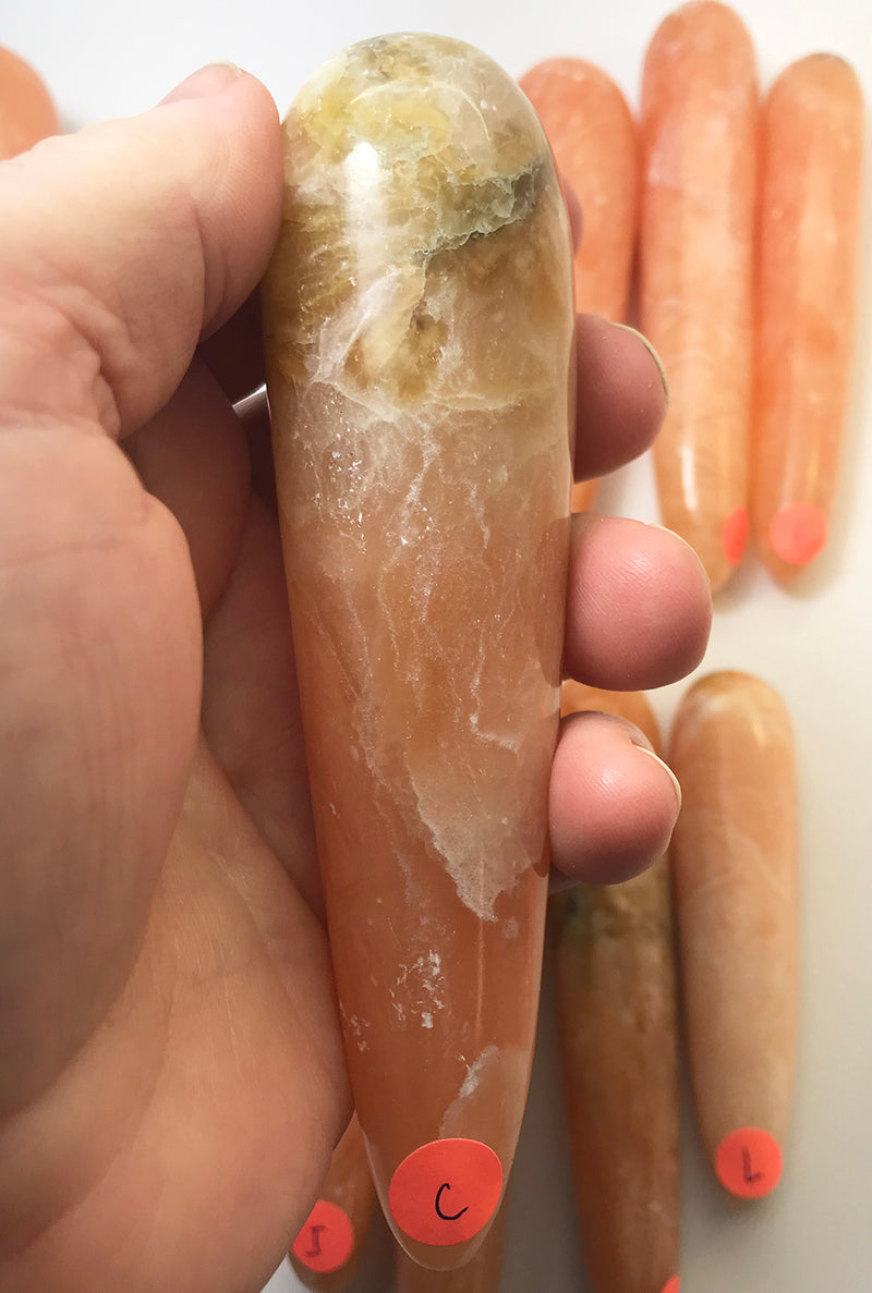 CALCITE MASSAGE WANDS ORANGE orange twist calcite massage wands