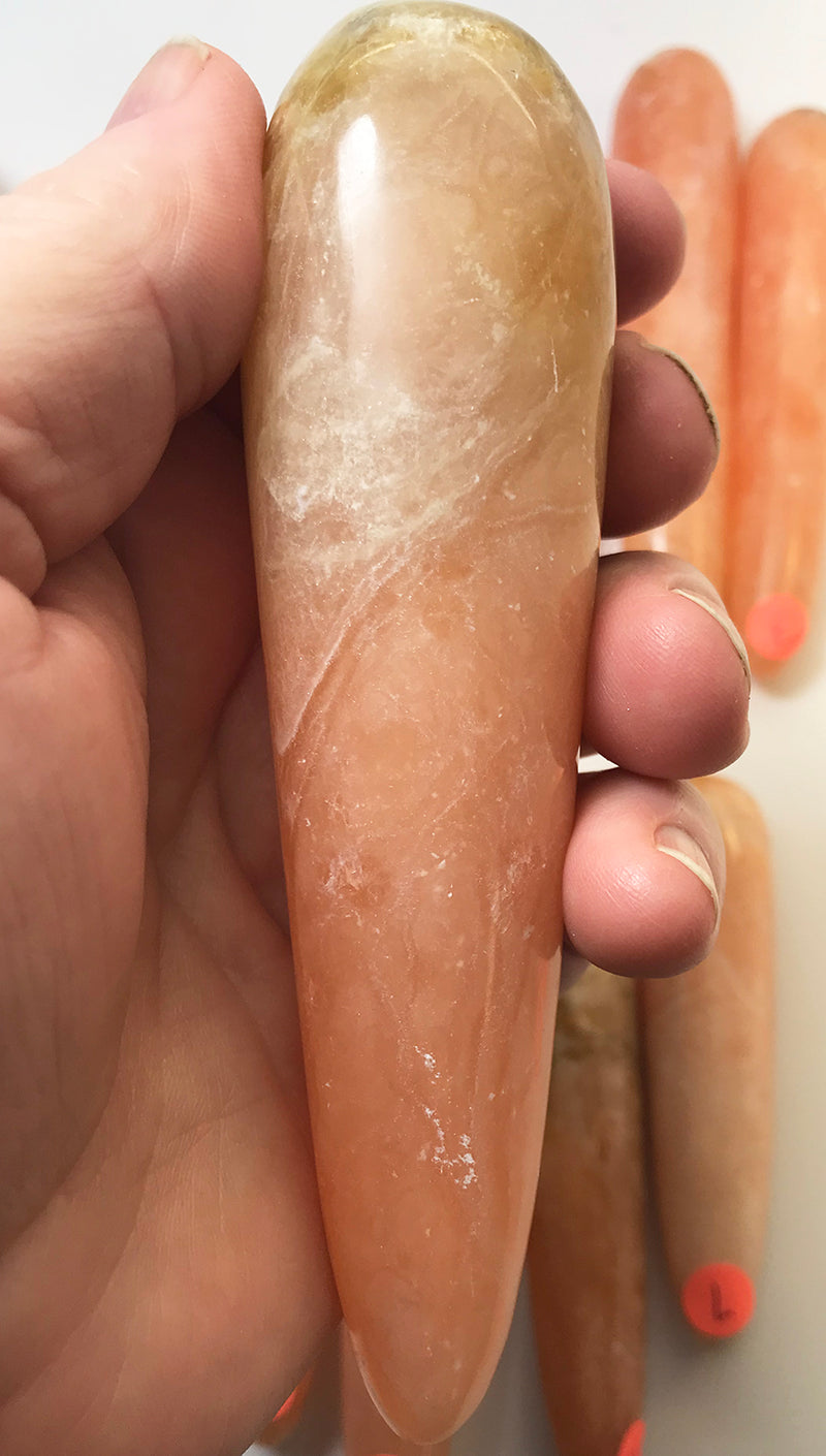 CALCITE MASSAGE WANDS ORANGE orange twist calcite massage wands