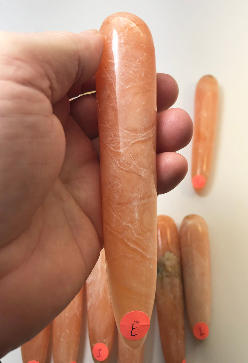 CALCITE MASSAGE WANDS ORANGE orange twist calcite massage wands