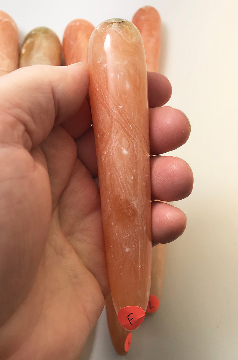 CALCITE MASSAGE WANDS ORANGE orange twist calcite massage wands