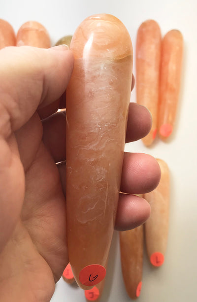 CALCITE MASSAGE WANDS ORANGE orange twist calcite massage wands