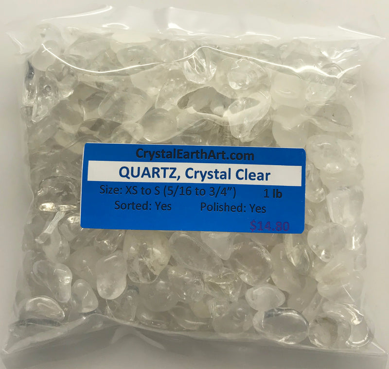 QUARTZ CLEAR X-Small to Small (8-20mm) polished crystal quartz    1 lb.