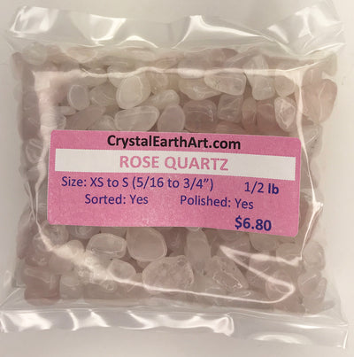 QUARTZ ROSE X-Small to Small (8-20mm) polished pink crystal quartz    1/2 lb.