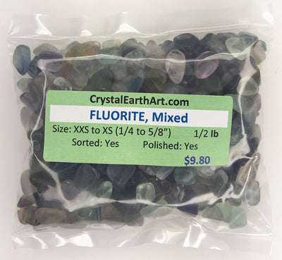 FLUORITE Mixed Colors XX-Small to X-Small (1/4" to 5/8") polished - 1/2 lb