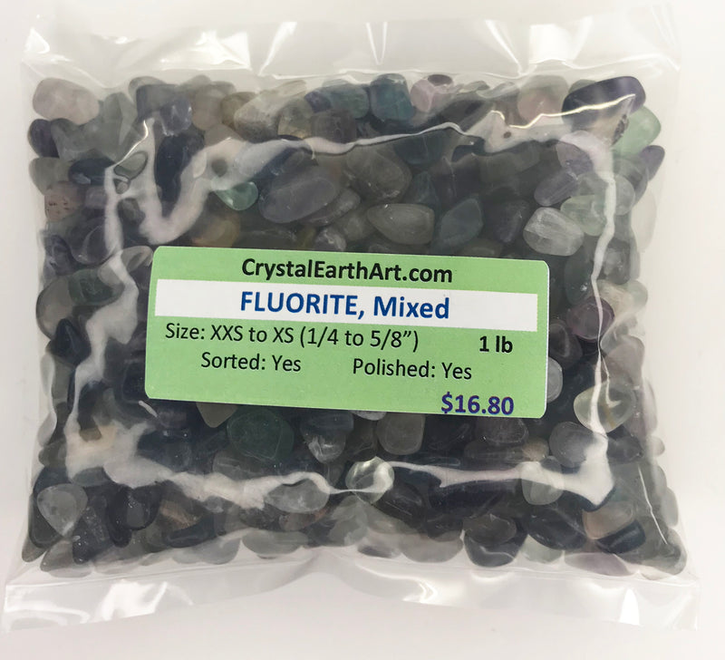 FLUORITE Mixed Colors XX-Small to X-Small (1/4" to 5/8") polished - 1 lb
