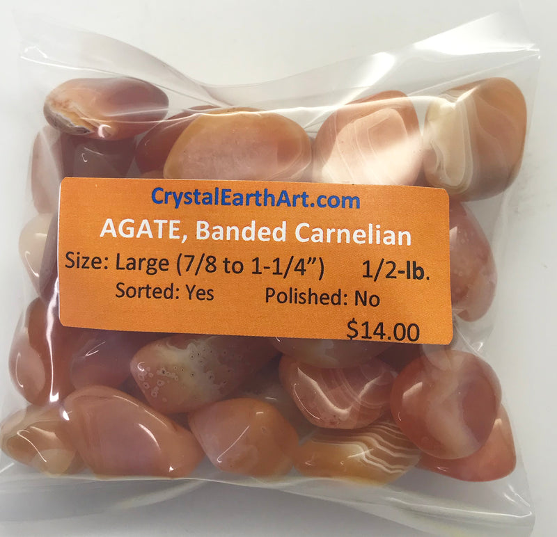 AGATE CARNELIAN size Large  polished Hand Sorted  7/8 to 1-1/4"   1/2 lb
