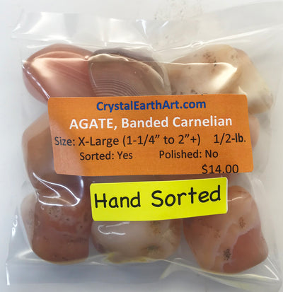 AGATE CARNELIAN  Extra-Large - polished Hand Sorted 1-1/4 to 2"+   1/2 lb