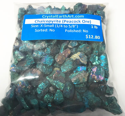 CHALCOPYRITE X-Small PEACOCK ORE rough stones 1/4" to 5/8"  - 1 lb.