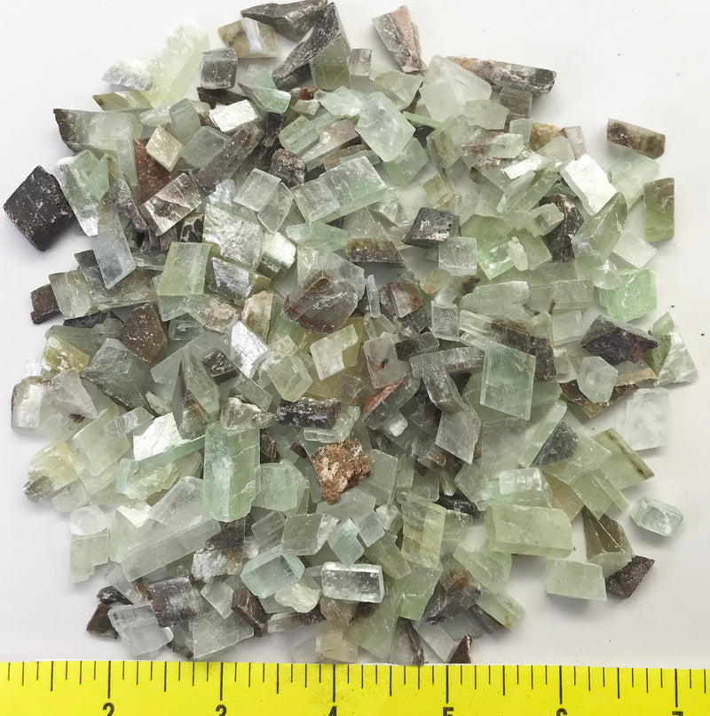 CALCITE Mixed (green, clear and brown) size 1/4" to 1-1/4" - rough - 1/2 lb
