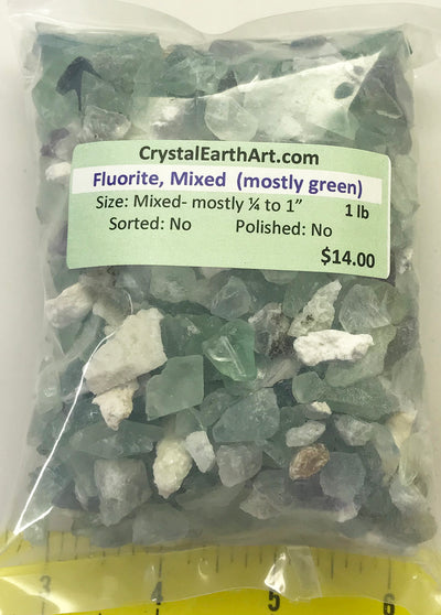 FLUORITE Mixed Colors (mostly green) size 1/4" to 1" - rough - 1 lb