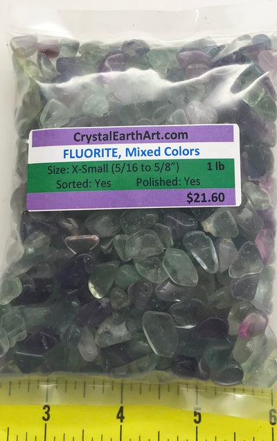 FLUORITE Mixed Colors X-Small (5/16" to 5/8") polished - 1 lb