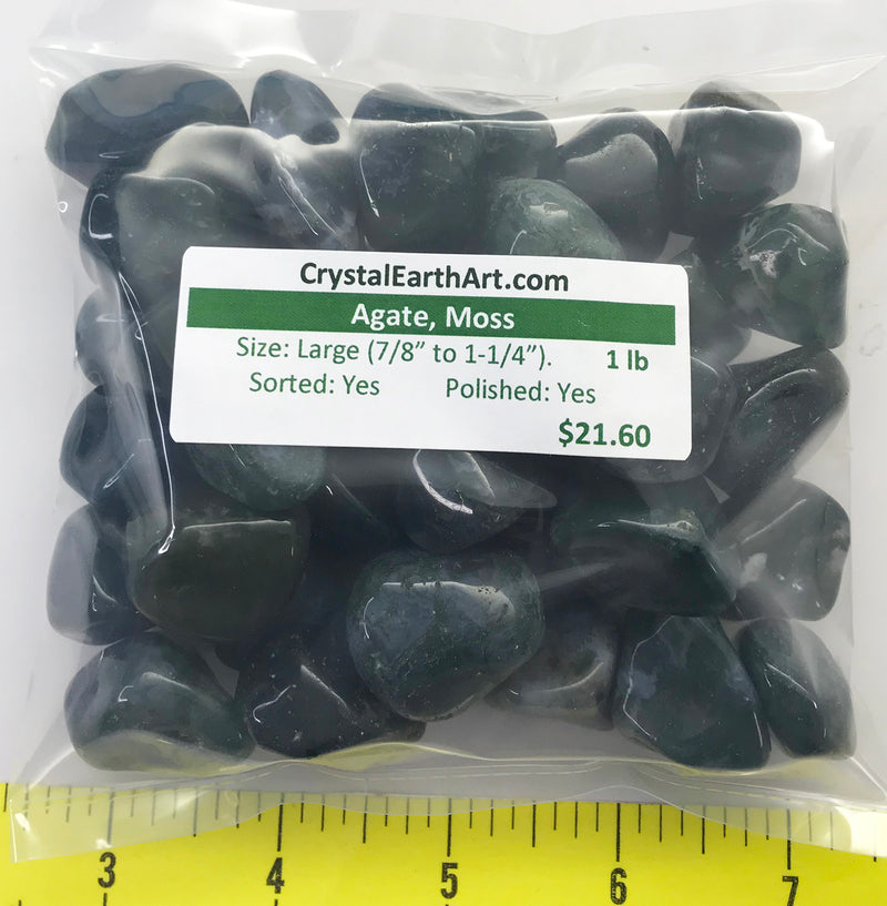 AGATE MOSS Large (7/8-1-1/4") polished green agate   1 lb bulk