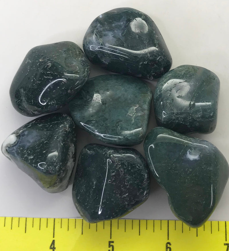 AGATE MOSS XX-Large (1-7/8 to 2-1/2") polished green agate   1/2 lb bulk