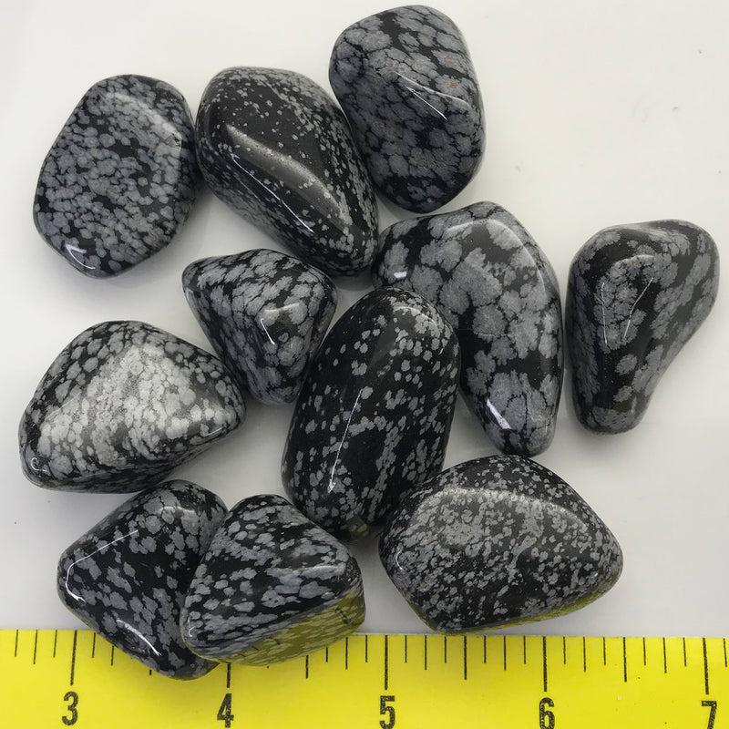 OBSIDIAN SNOWFLAKE X-Large ( 1-1/4  to 2") polished volcanic glass  1/2 lb