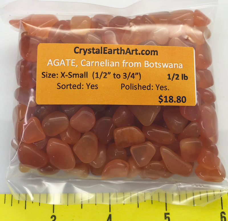AGATE CARNELIAN size X-Small - polished and Hand Sorted 1/2 to 3/4".     1/2 lb