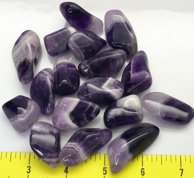 AMETHYST Banded Large (7/8-1-1/4") A Grade polished stones.  1/2 lb