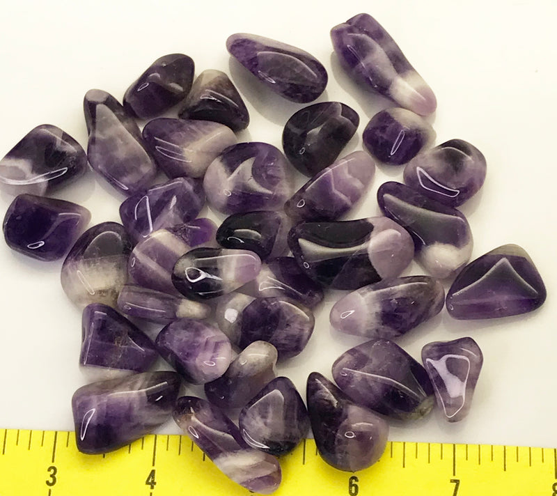 AMETHYST Banded Medium (3/4-1") A Grade polished stones.  1/2 lb