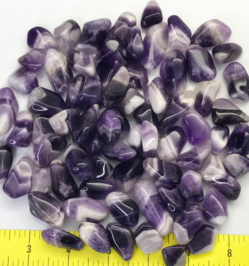 AMETHYST Banded Medium (3/4-1") A Grade polished stones.  1 lb