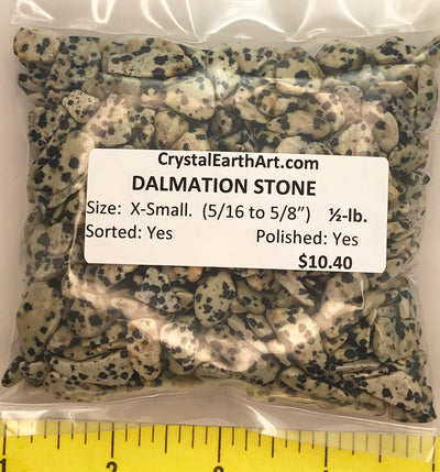 DALMATIAN STONE size Extra Small (5/16 to 5/8") polished stone - 1/2 lb.