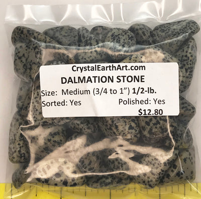 DALMATIAN STONE size Medium (3/4 to 1") polished stone - 1/2 lb.